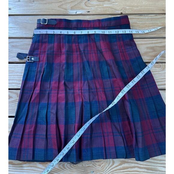 Cloth By Ftrathmore Tartan Wool Wrap Kilt Skirt Size 14 Girls Green Red - Picture 6 of 6